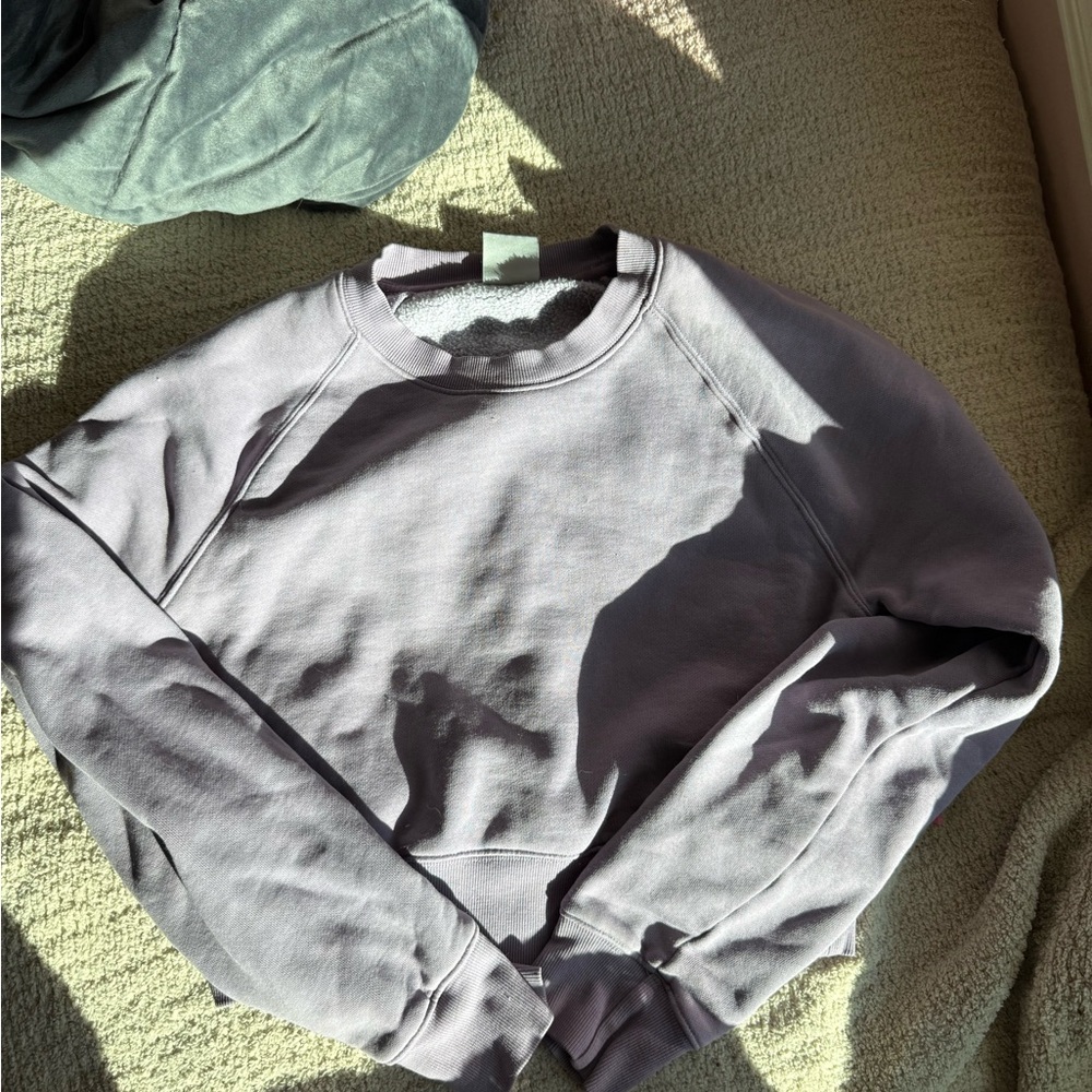 TNA Cozy Fleece Purple Cropped Sweatshirt
